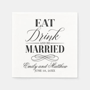 Eet Drink en ga trouwen Bruiloft Servet