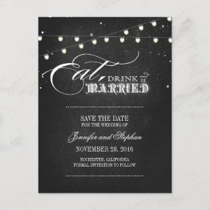 Eet drink en ga trouwen SAVE THE DATE briefkaarten