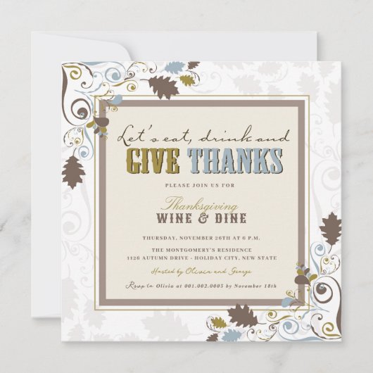 Eet Drink en geef Bedankt Rustige Thanksgiving Kaart (Voorkant)