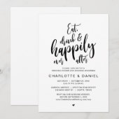 Eet, Drink en Gelukkig Ever Na, Huwelijksdiner Kaart (Voorkant / Achterkant)