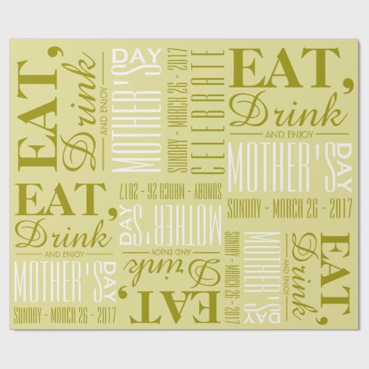 Eet, Drink en geniet van Moederdag Cadeaupapier (Vlak)