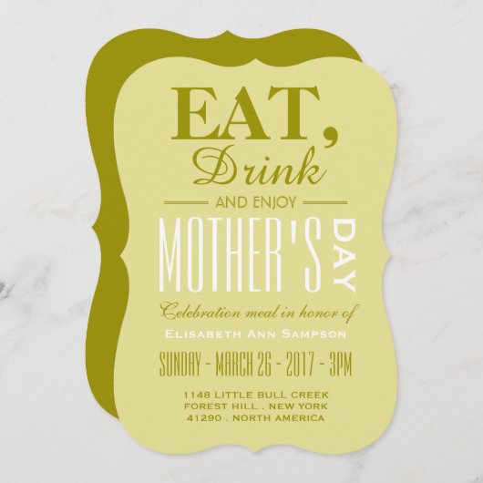 Eet, Drink en geniet van Moederdag Kaart (Voorkant / Achterkant)