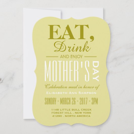 Eet, Drink en geniet van Moederdag Kaart (Voorkant)