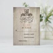 Eet drink en getrouwd zijn bruiloft RSVP kaarten Kaartje (Staand voorkant)