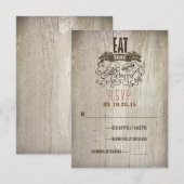 Eet drink en getrouwd zijn bruiloft RSVP kaarten Kaartje (Voorkant / Achterkant)