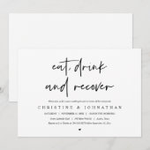 Eet, drink en herstel, na de bruiloft brunch invit kaart (Voorkant / Achterkant)