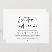 Eet, drink en herstel, na de bruiloft brunch invit kaart (Voorkant / Achterkant)