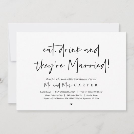 Eet, drink en herstel na de bruiloft kaart (Voorkant)