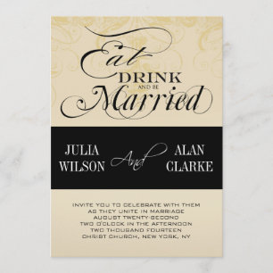  eet, Drink en huwelijkshuwelijk uitnodigen Kaart