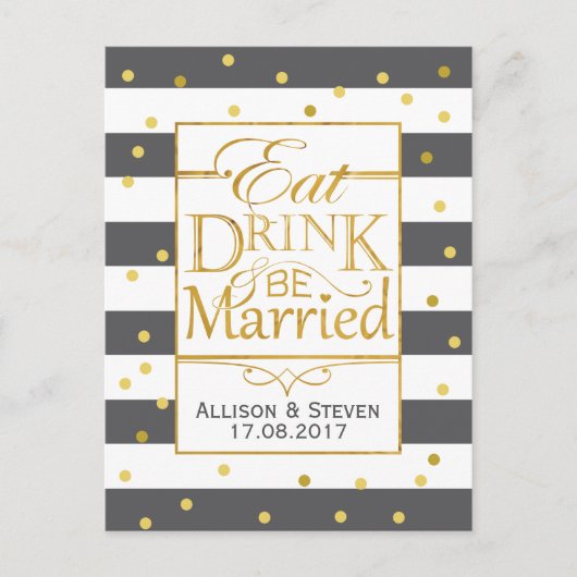 Eet, Drink en huwelijksontwerp Uitnodiging Briefkaart (Voorkant)