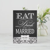 Eet Drink en trouwt met zwart-wit vocht Kaart (Staand voorkant)