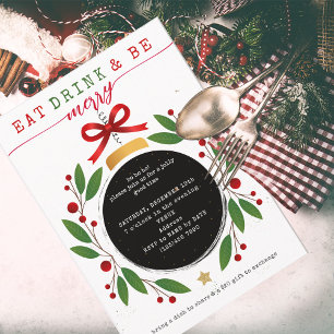 Eet, Drink en Vier Kerstfeest Potluck-feestje Kaart