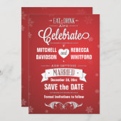 Eet Drink en Vier Winterrood Save the Date (Voorkant / Achterkant)