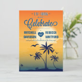 Eet Drink en Vier Zomer Zonsondergang Bruiloft Kaart (Staand voorkant)