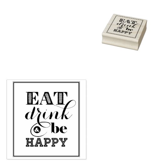 Eet, Drink en wees blij Rubberstempel (Gestempeld)