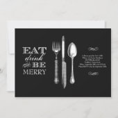Eet, Drink en Wees Blij | Uitnodiging op Zwart (Voorkant)