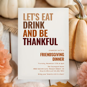 Eet, drink en wees dankbaar Friendsgiving-diner Kaart