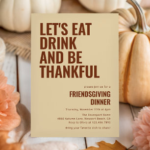 Eet, drink en wees dankbaar Friendsgiving-diner Kaart