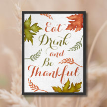 Eet Drink en wees dankbaar Herfst Thanksgiving Wal