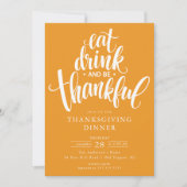 Eet Drink en wees dankbaar Thanksgiving diner Kaart (Voorkant)