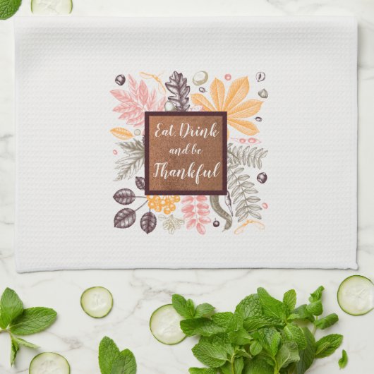 Eet Drink en wees dankbaar Theedoek (Gevouwen)