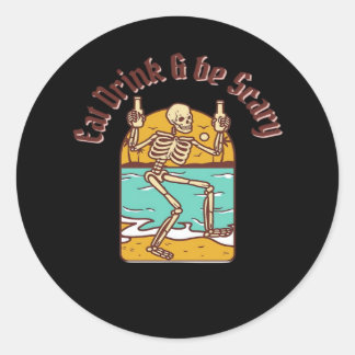 Eet, drink en wees eng eenvoudig schoon ronde sticker