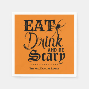 Eet, drink en wees eng familiediner Halloween-fees Servet