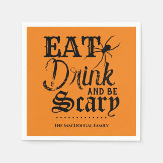 Eet, drink en wees eng familiediner Halloween-fees Servet
