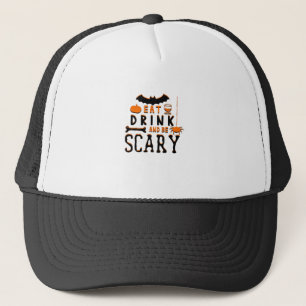 Eet, drink en wees eng Funny Halloween citaat Trucker Pet