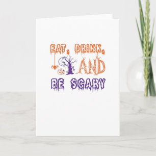 Eet, drink en wees eng grappig trendy kaart