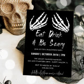 Eet Drink en wees eng grijs Halloween Party Kaart