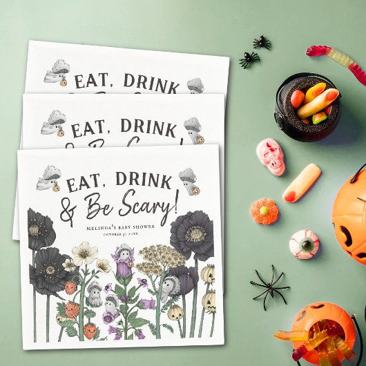 Eet Drink en wees eng Halloween Baby shower Servet