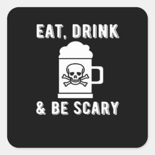 Eet, drink en wees eng Halloween Bier Vintage Vierkante Sticker