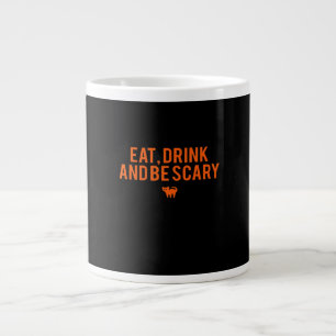 Eet, drink en wees eng Halloween-fan tekst kunst E Extra Grote Beker
