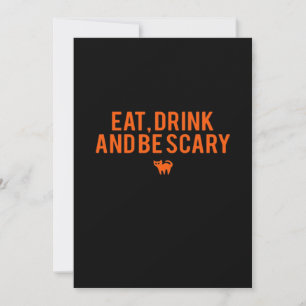 Eet, drink en wees eng Halloween-fan tekst kunst E Feestdagenkaart