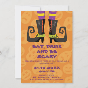 Eet, drink en wees eng Halloween-feest Kaart