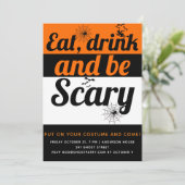 Eet, drink en wees eng Halloween feest Kaart (Staand voorkant)
