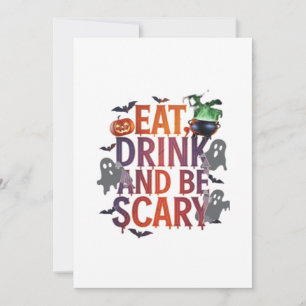 Eet, drink en wees eng Halloween-feest Spoken Desi Feestdagenkaart