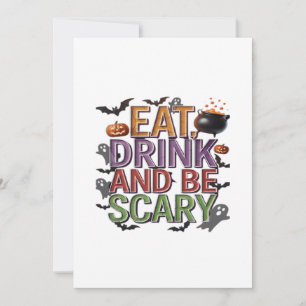 Eet, drink en wees eng Halloween-feest Spoky Desi Feestdagenkaart