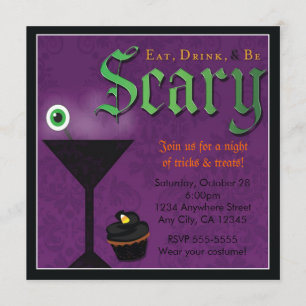 Eet, drink en wees eng Halloween-feest uitnodiging