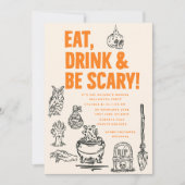Eet Drink en wees eng Halloween-feest voor volwass Kaart (Voorkant)