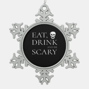 Eet, drink en wees eng Halloween-feestnoviteit Sku Tin Sneeuwvlok Ornament