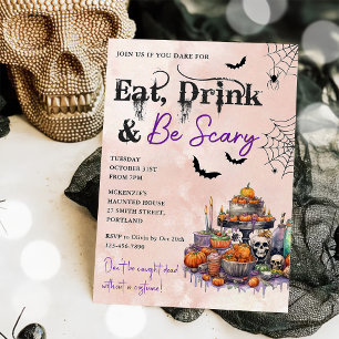 Eet Drink en wees eng Halloween feestuitnodiging Kaart