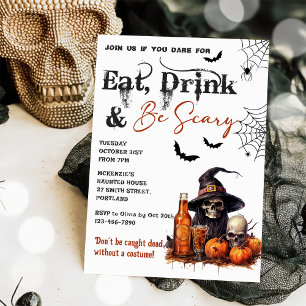 Eet Drink en wees eng Halloween feestuitnodiging Kaart