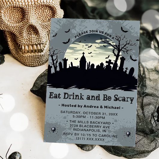 Eet Drink en wees eng Halloween feestuitnodiging Kaart