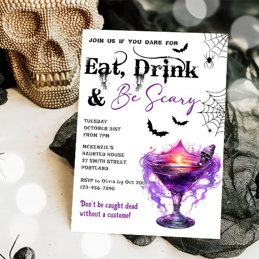 Eet Drink en wees eng Halloween feestuitnodiging Kaart