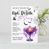 Eet Drink en wees eng Halloween feestuitnodiging Kaart (Staand voorkant)