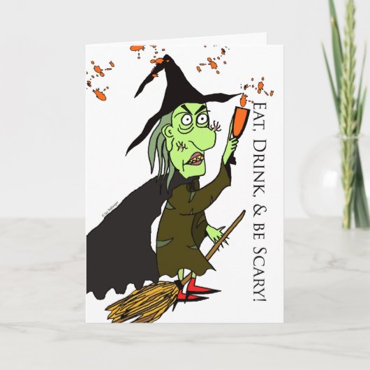 Eet, Drink en wees eng, Halloween-heks Kaart (Voorkant)