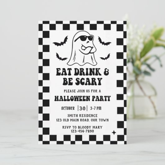 Eet, Drink en wees eng halloween Kaart (Staand voorkant)