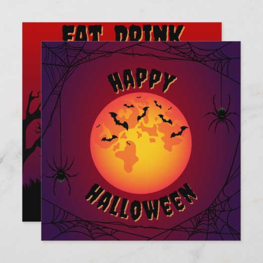 Eet, Drink en wees eng Halloween Kaart (Voorkant / Achterkant)